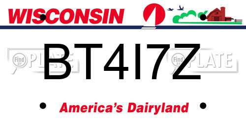 BT4I7Z Wisconsin License Plate