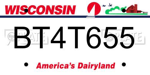 BT4T655 Wisconsin License Plate