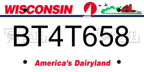 BT4T658 Wisconsin License Plate