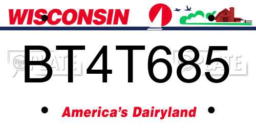 BT4T685 Wisconsin License Plate
