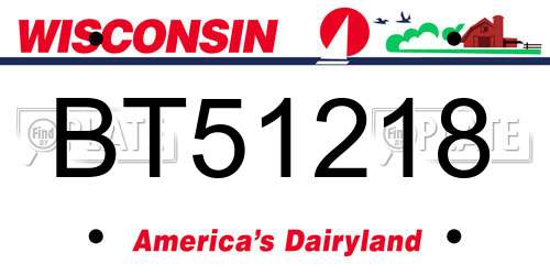BT51218 Wisconsin License Plate