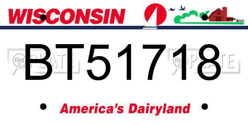 BT51718 Wisconsin License Plate