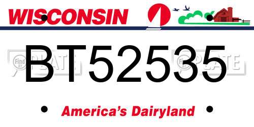 BT52535 Wisconsin License Plate