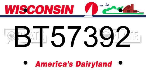 BT57392 Wisconsin License Plate