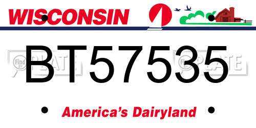 BT57535 Wisconsin License Plate