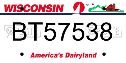 BT57538 Wisconsin License Plate