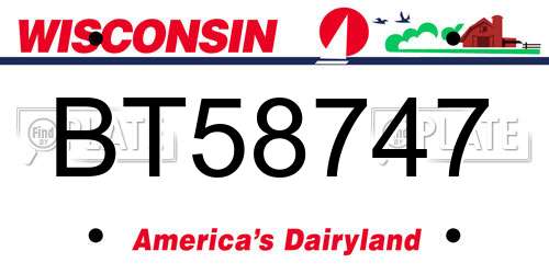 BT58747 Wisconsin License Plate