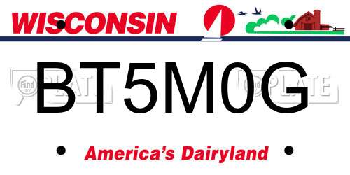 BT5M0G Wisconsin License Plate
