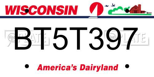 BT5T397 Wisconsin License Plate