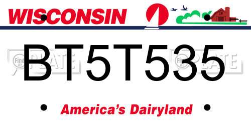 BT5T535 Wisconsin License Plate