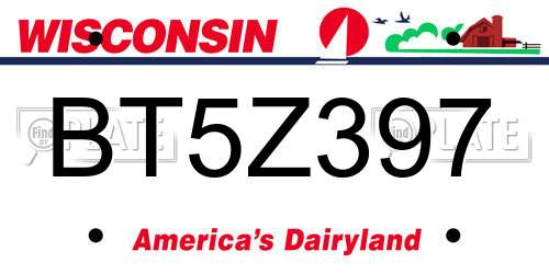BT5Z397 Wisconsin License Plate