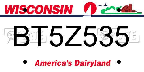 BT5Z535 Wisconsin License Plate