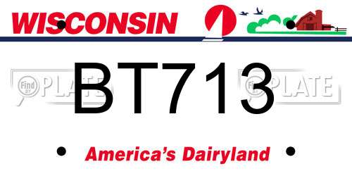 BT713 Wisconsin License Plate