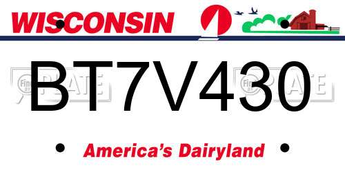 BT7V430 Wisconsin License Plate