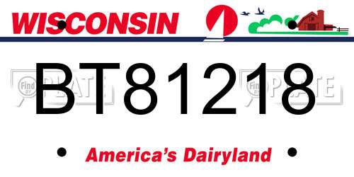 BT81218 Wisconsin License Plate