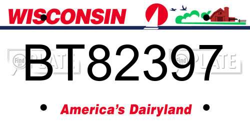 BT82397 Wisconsin License Plate