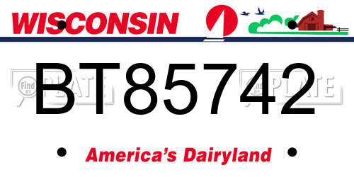 BT85742 Wisconsin License Plate