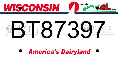 BT87397 Wisconsin License Plate
