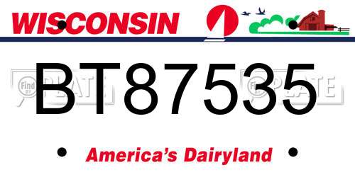 BT87535 Wisconsin License Plate