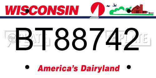 BT88742 Wisconsin License Plate