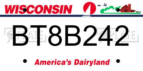 BT8B242 Wisconsin License Plate
