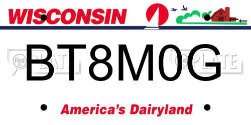 BT8M0G Wisconsin License Plate