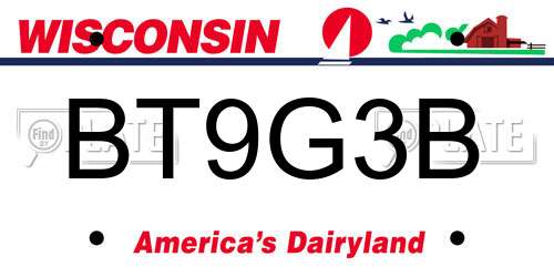BT9G3B Wisconsin License Plate