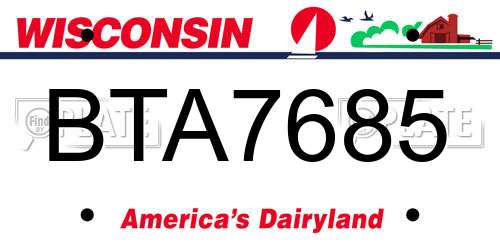BTA7685 Wisconsin License Plate