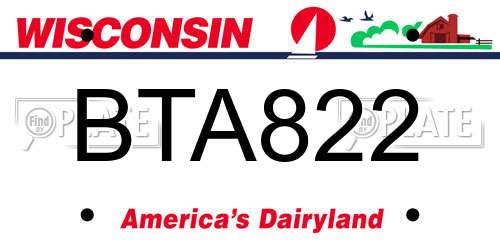 BTA822 Wisconsin License Plate