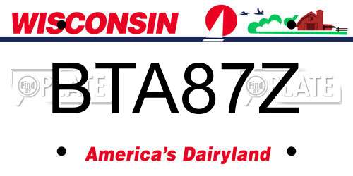 BTA87Z Wisconsin License Plate