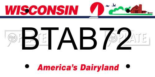 BTAB72 Wisconsin License Plate