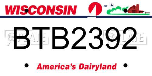 BTB2392 Wisconsin License Plate