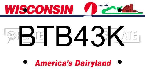 BTB43K Wisconsin License Plate