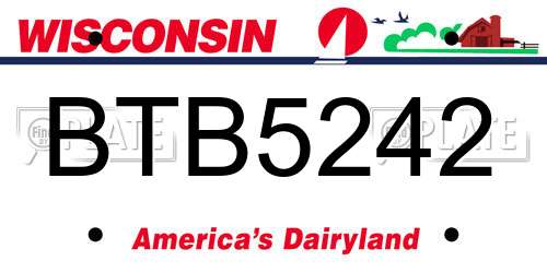 BTB5242 Wisconsin License Plate
