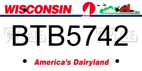 BTB5742 Wisconsin License Plate