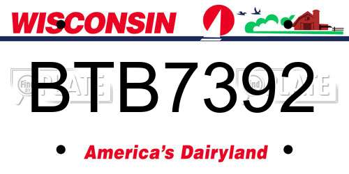 BTB7392 Wisconsin License Plate