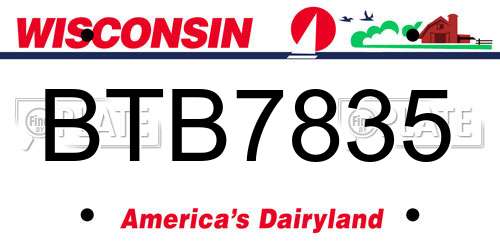 BTB7835 Wisconsin License Plate