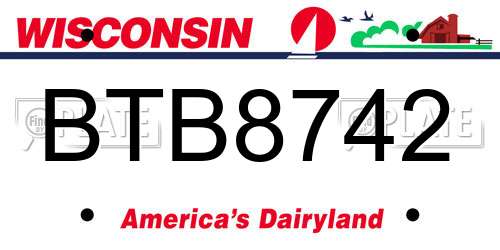 BTB8742 Wisconsin License Plate