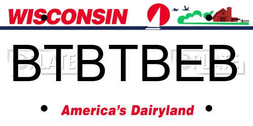 BTBTBEB Wisconsin License Plate