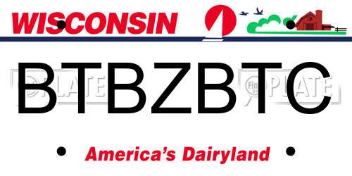 BTBZBTC Wisconsin License Plate