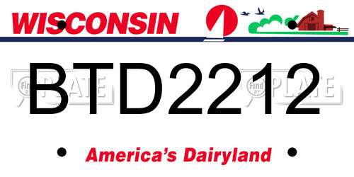 BTD2212 Wisconsin License Plate