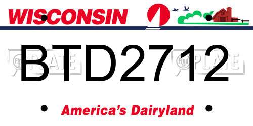 BTD2712 Wisconsin License Plate