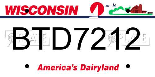 BTD7212 Wisconsin License Plate