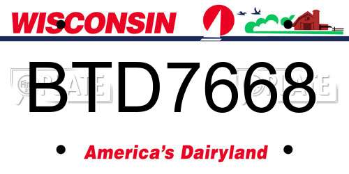 BTD7668 Wisconsin License Plate