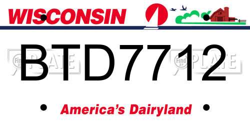 BTD7712 Wisconsin License Plate