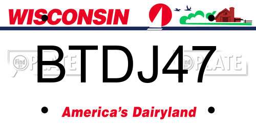 BTDJ47 Wisconsin License Plate