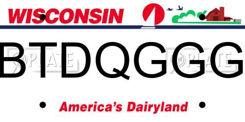 BTDQGGG Wisconsin License Plate