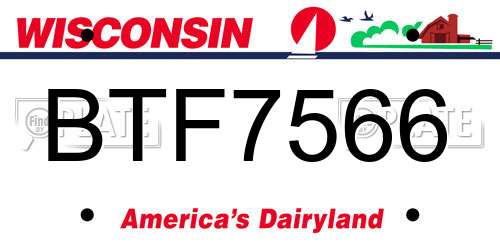 BTF7566 Wisconsin License Plate