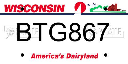 BTG867 Wisconsin License Plate