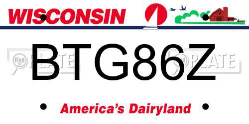 BTG86Z Wisconsin License Plate